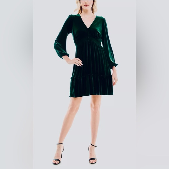 green emerald velvet dress Sweet Jane Olive Crushed Velvet Mini Dress | As seen on Taylor Swift main image 1